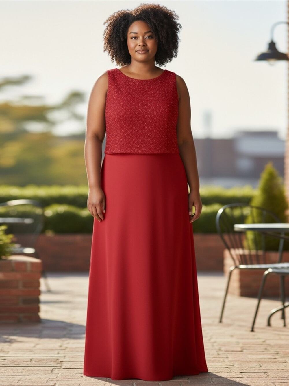 PATRA Women’s 14 Red With Glitter Top Maxi Dress